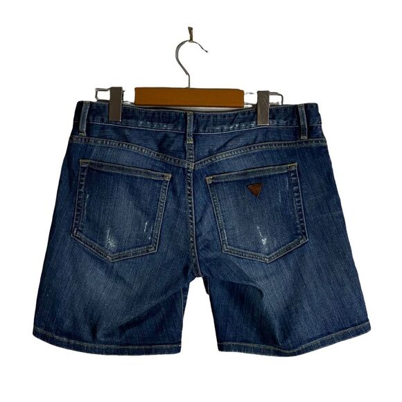 Guess Women’s Button Fly Distressed Bermuda Denim Shorts - Picture 4 of 6
